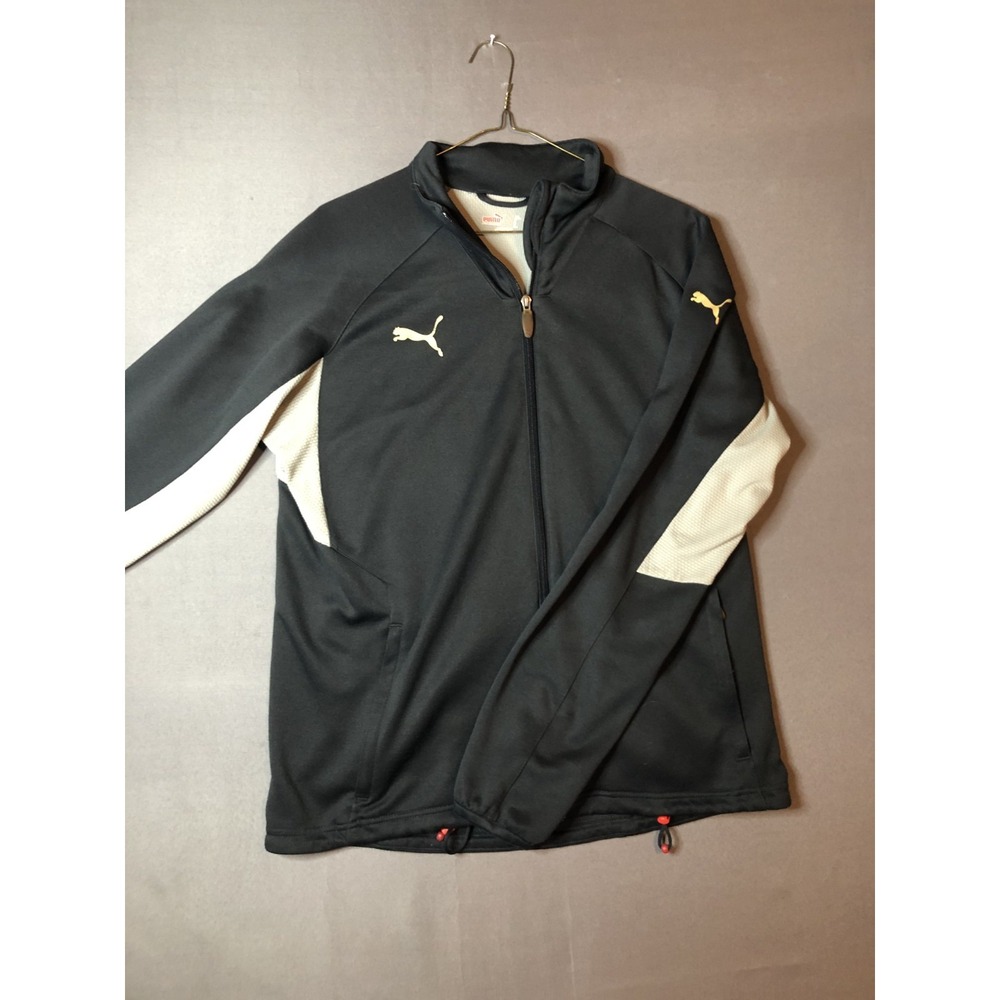 Puma Golf Jacket Mens Medium Black Tan Full Zip Activewear Running Coat
